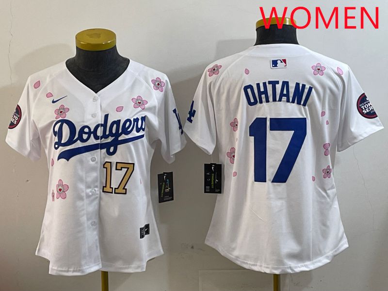 Women Los Angeles Dodgers 17 Ohtani White Sakura Edition 2025 Nike MLB Jersey style 5